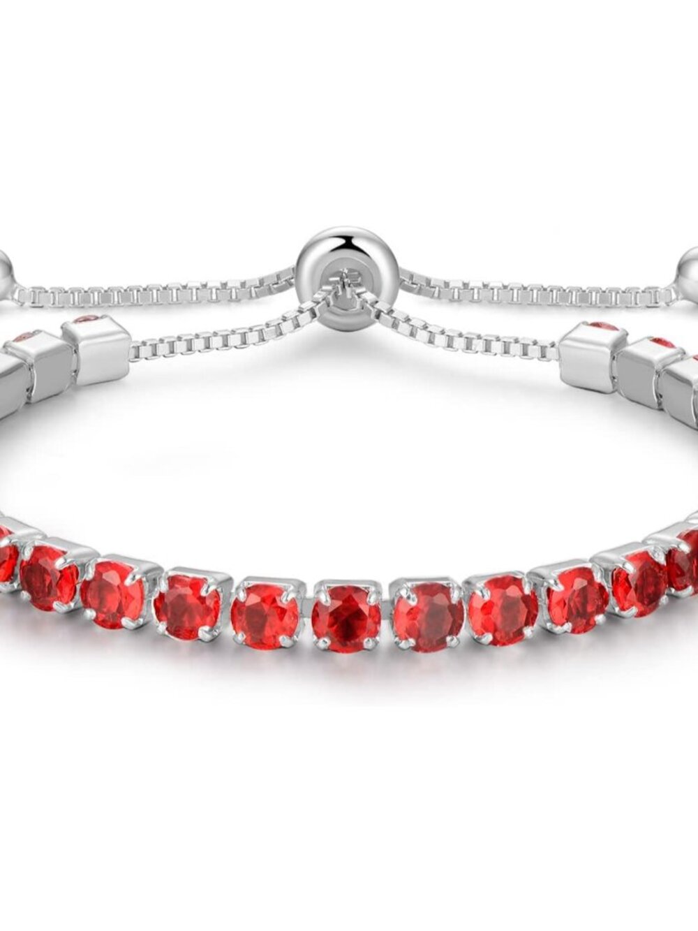 Fashion Jewelry Ruby Birthstone Tennis Bracelet - Sterling Silver Gift for Women